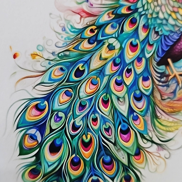 4x6 Peacock Bird Watercolor Oil‎ Painting Fantasy Art Print - Picture 3 of 5